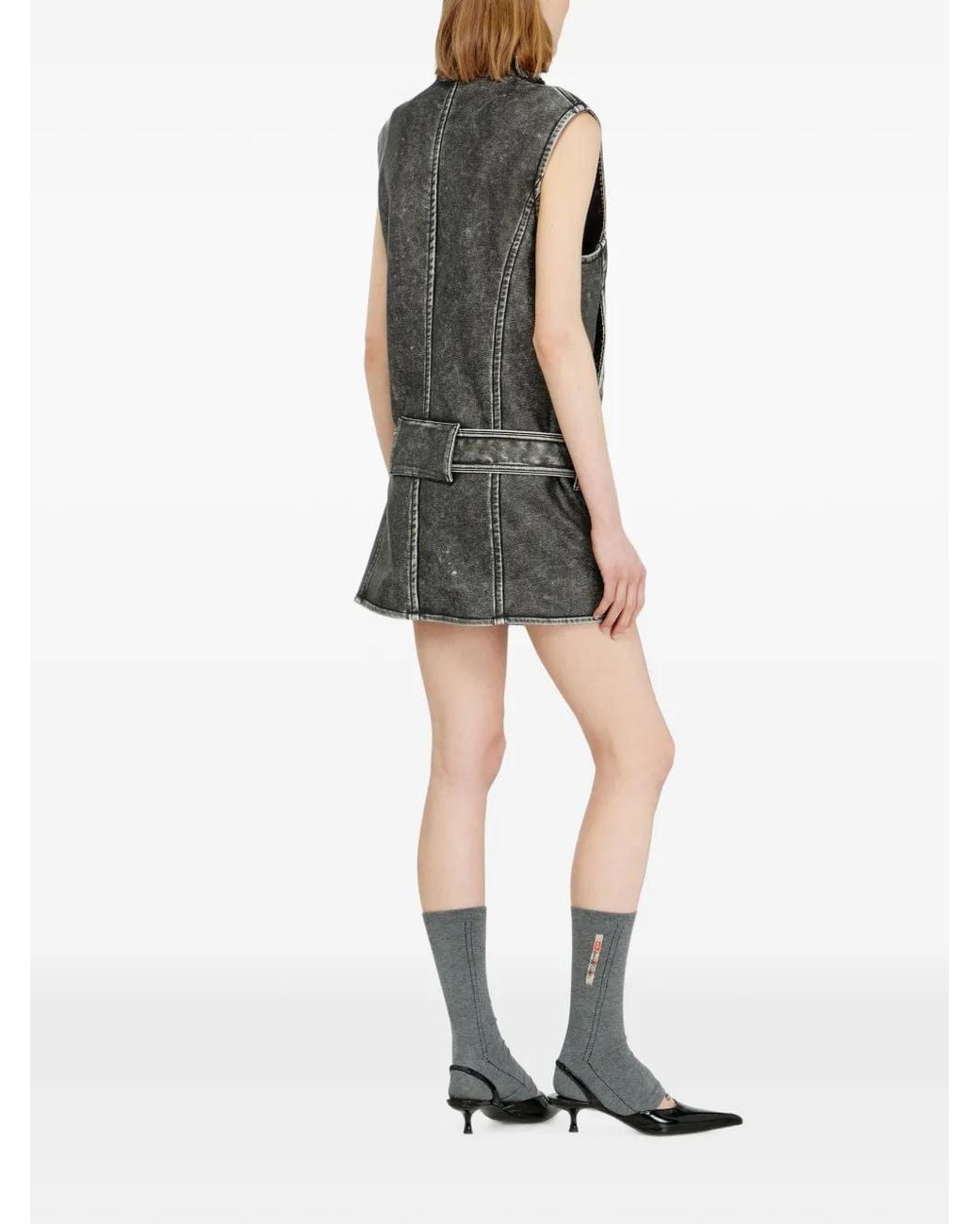 DIESEL Gray Belted Mini Dress