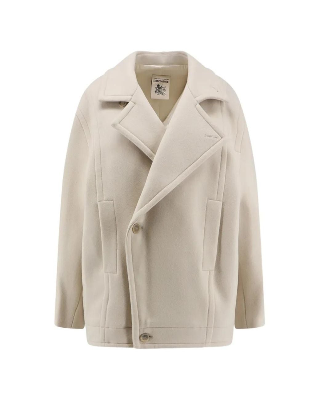 Semicouture White Notched-Lapel Coat