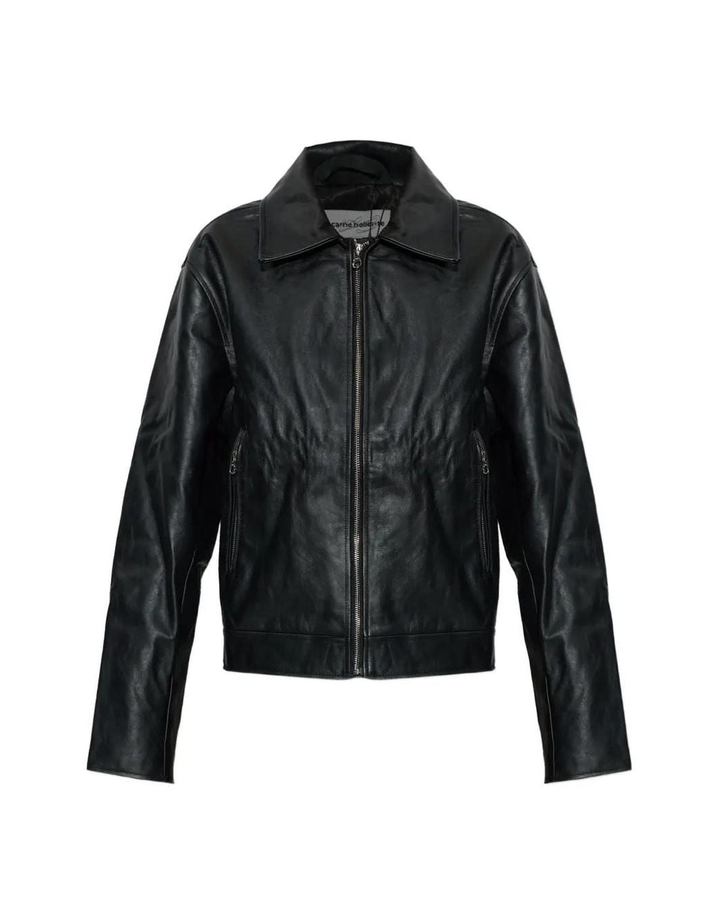 Carne Bollente Black Embroidered Leather Jacket