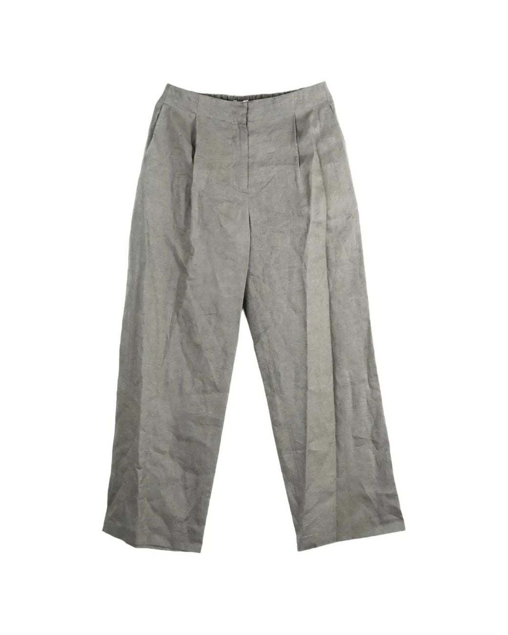 Amomento Gray Pleated Wide-Leg Trousers