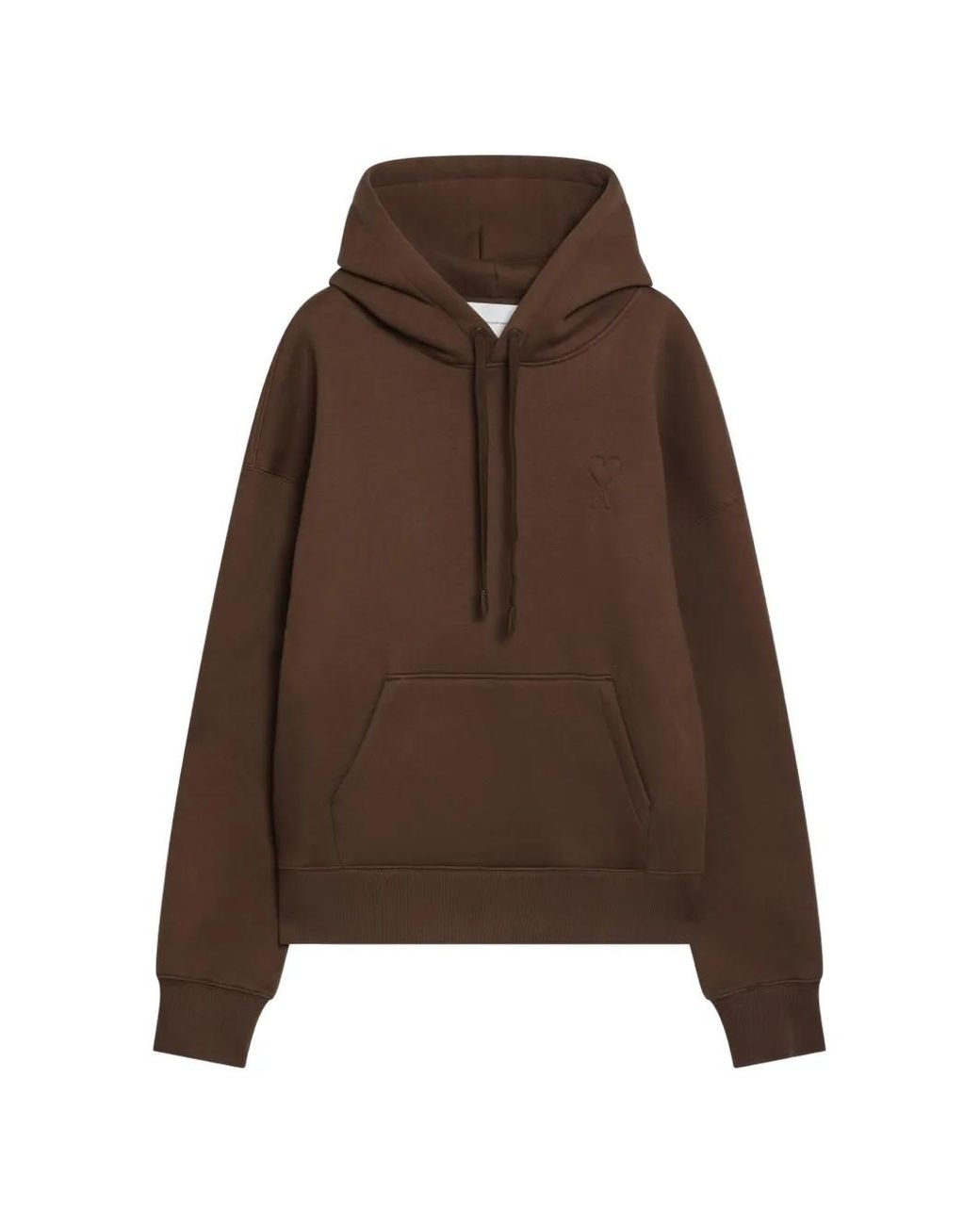 AMI Brown Cotton Hoodie With Embossed Ami De Coeur