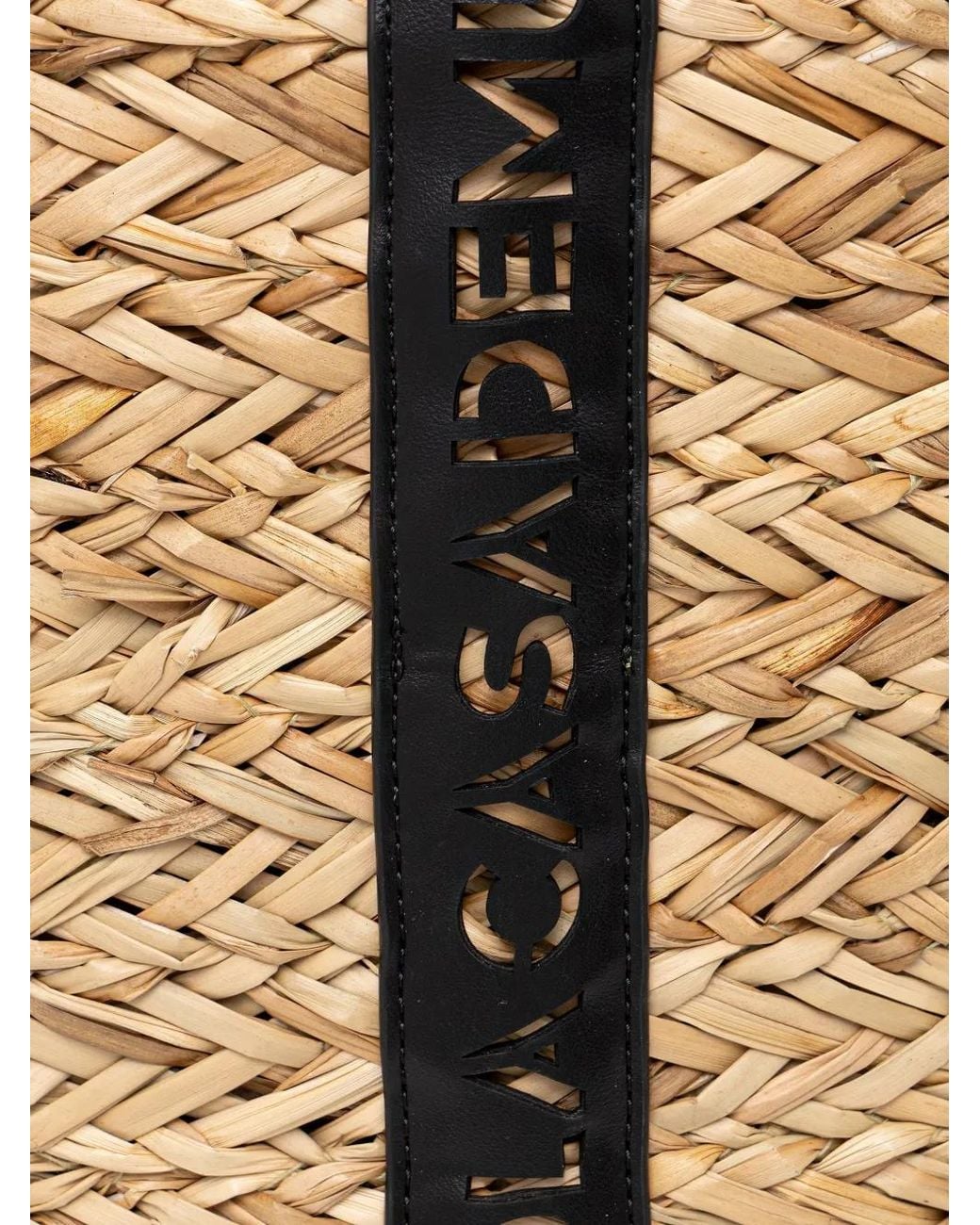Lola Casademunt Black Logo-Perforated Interwoven Beach Bag