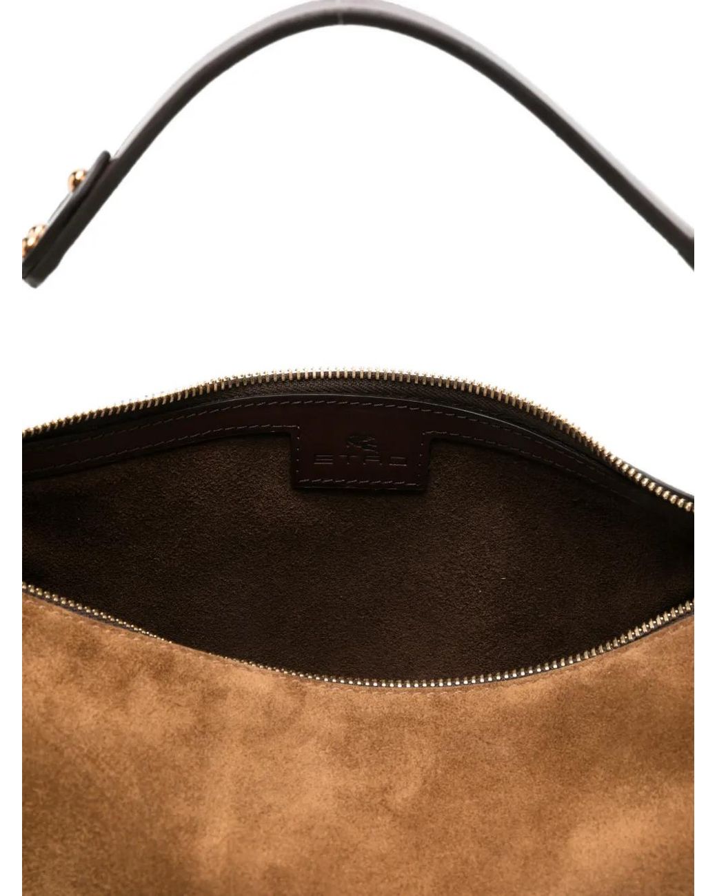 Etro Brown Logo-Plaque Suede Shoulder Bag
