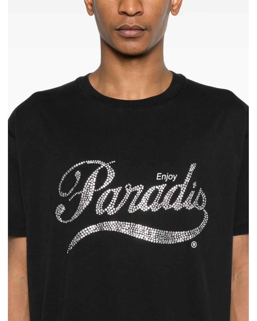 3.PARADIS Black Crystal-Logo T-Shirt for men