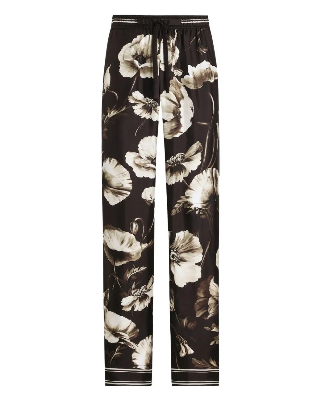 Dolce & Gabbana Multicolor Poppy- Silk Twill Trousers for men