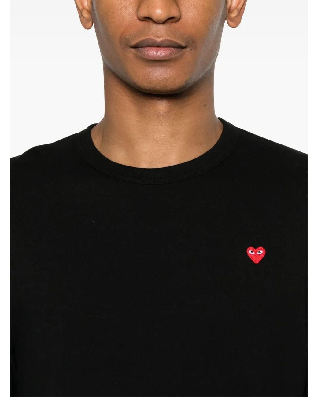 COMME DES GARÇONS PLAY Black U T-Shirt Small Emblem Knit