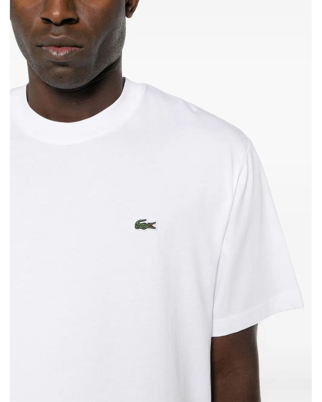 Lacoste White Logo-Patch Cotton T-Shirt for men