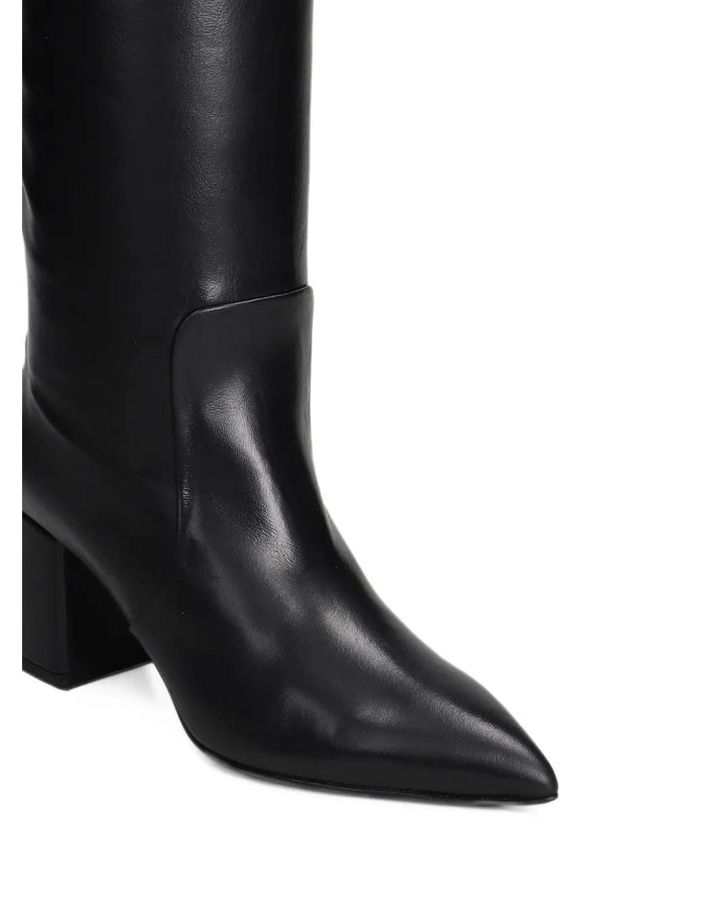 Via Roma 15 Black Pointed-Toe Knee-High Boots