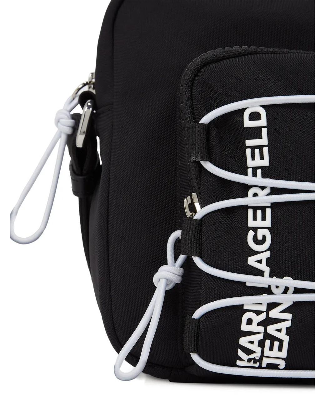 Karl Lagerfeld Black String Utility Shoulder Bag for men