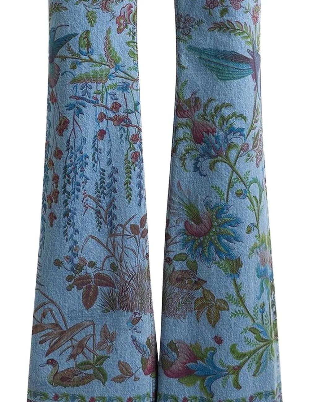 Etro Blue Printed Flare Jeans