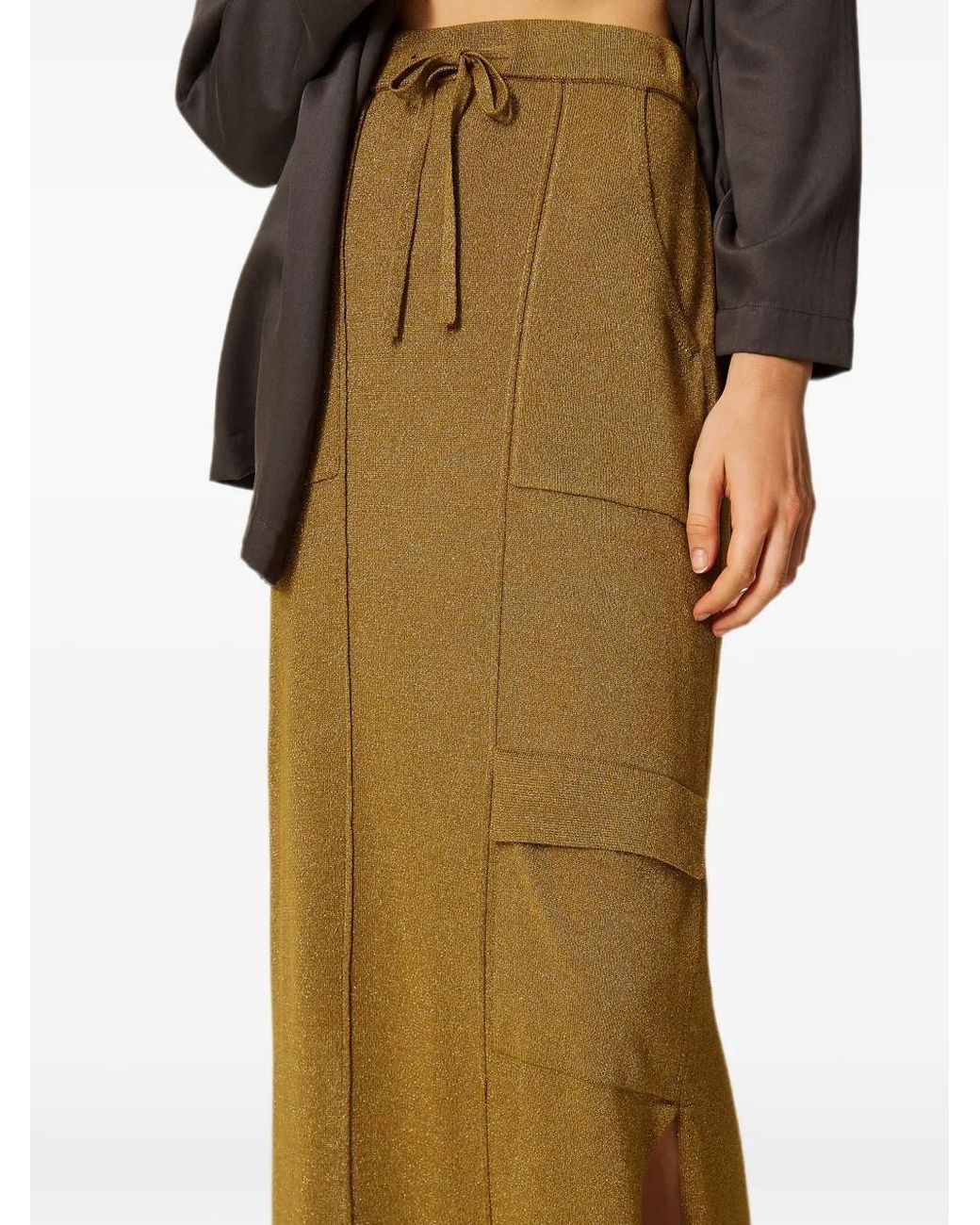Twinset Green Knit Midi Skirt With Lurex