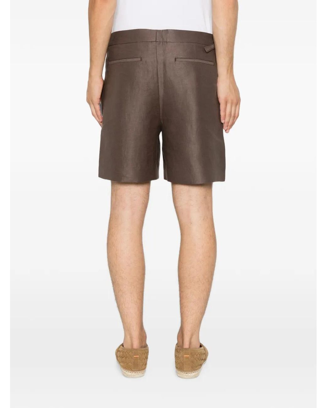 GOD'S TRUE LINEN Brown Cocoa Side-Buckle Shorts for men