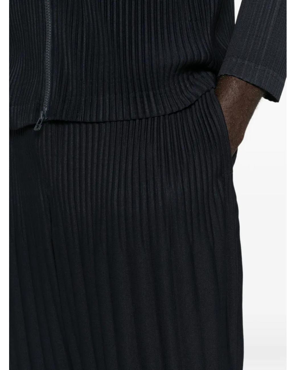 Homme Plissé Issey Miyake Black Pleated Tapered Trousers for men