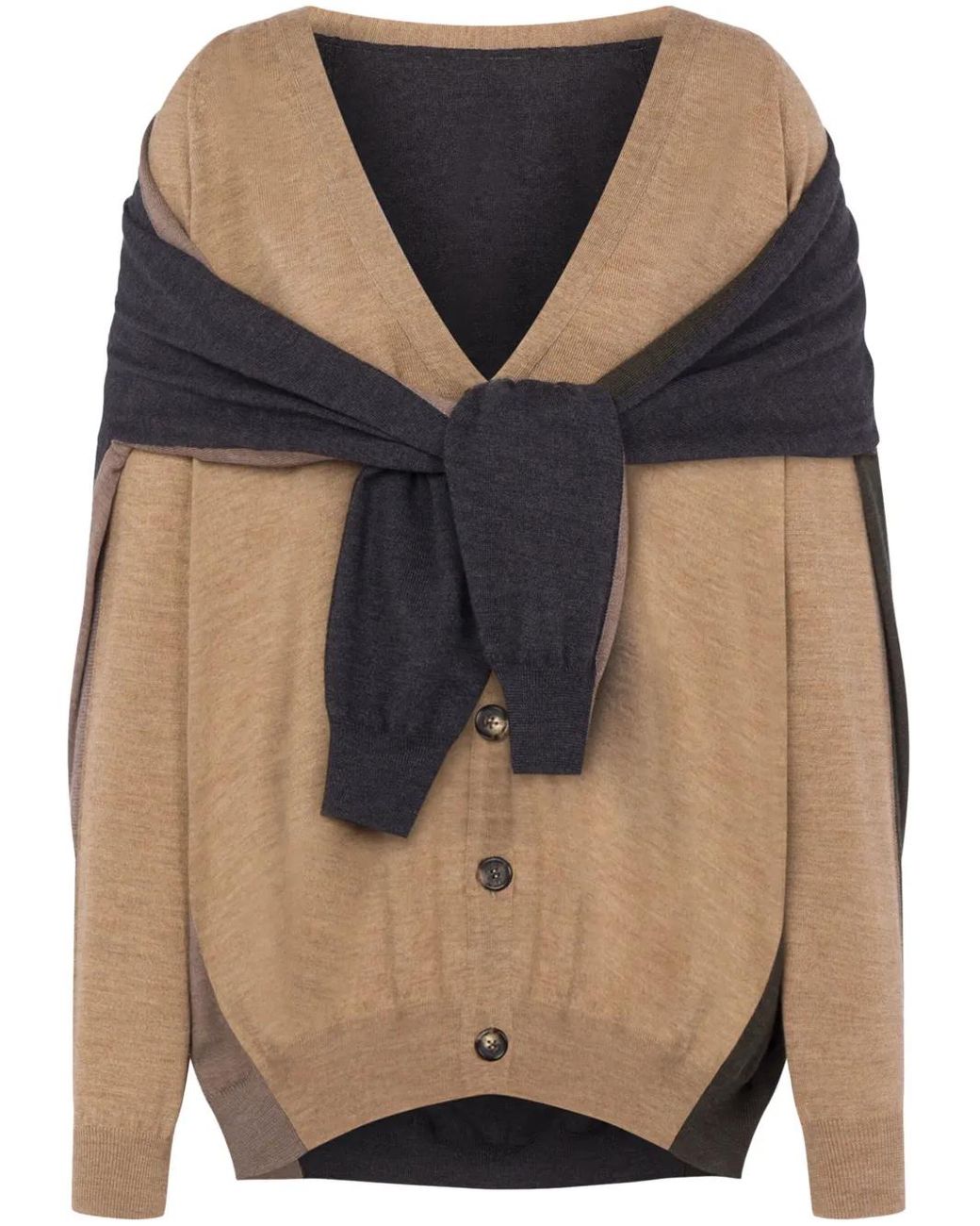Moschino Brown Double-Sleeved Cardigan