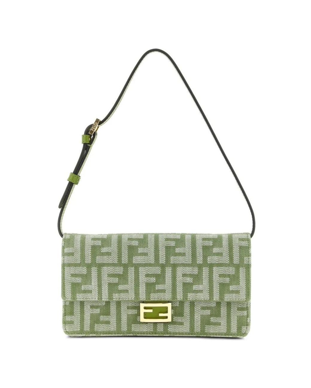 Fendi Green Ff Jacquard Shoulder Bag