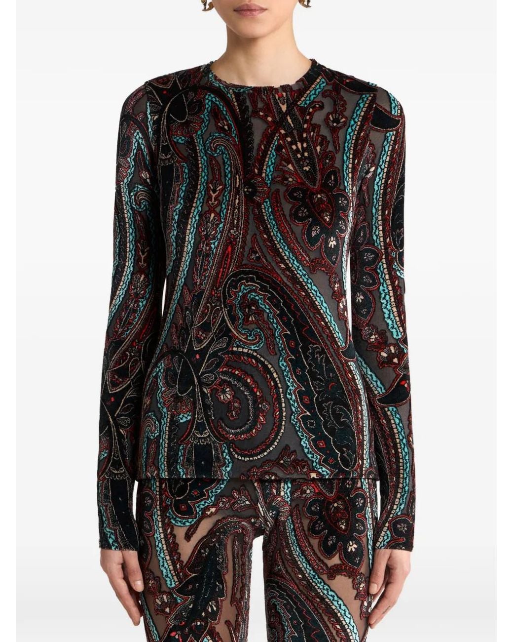Etro Black Chenille Jacquard Sweater With Paisley Motif