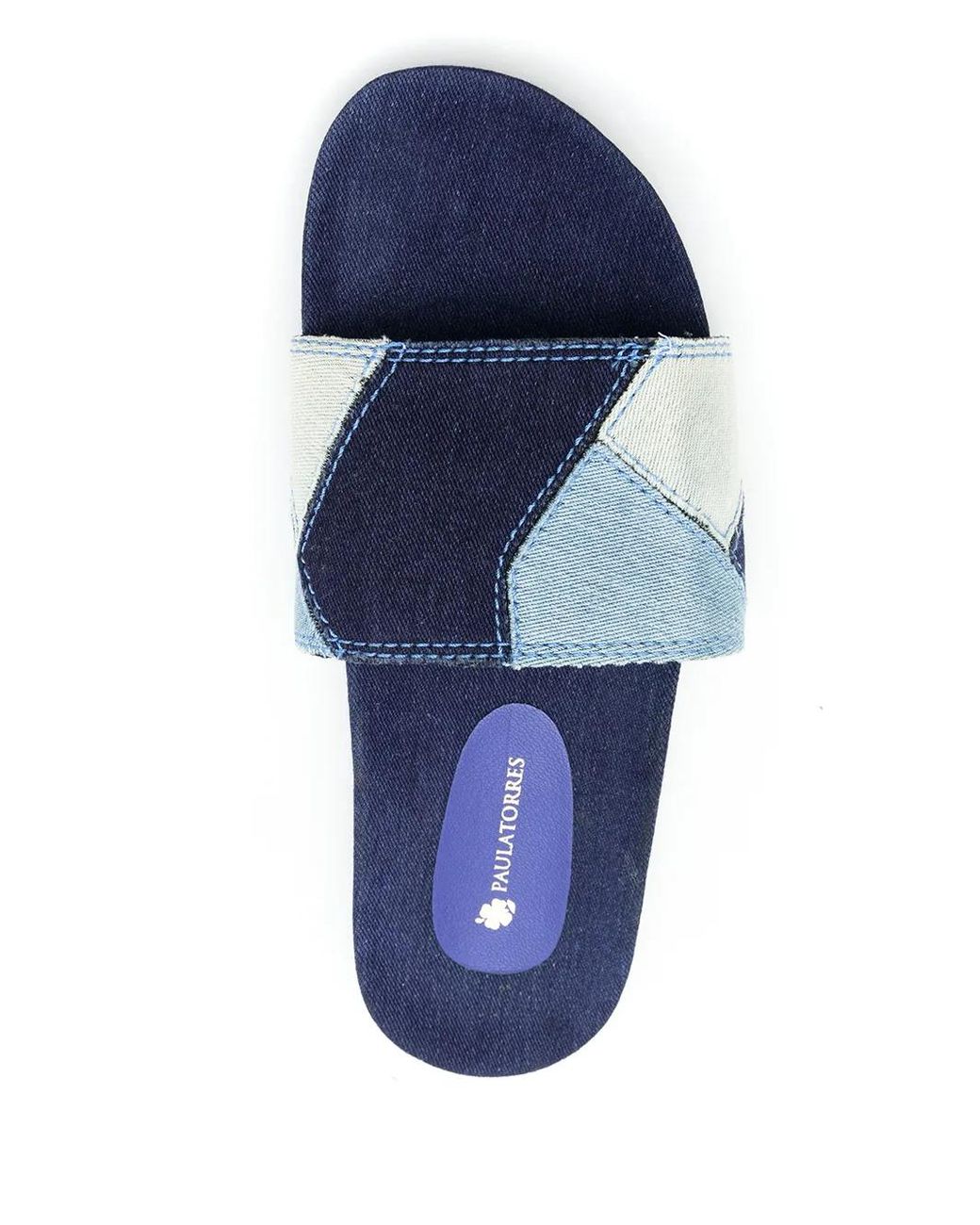 Amir Slama Blue Patchwork Slides