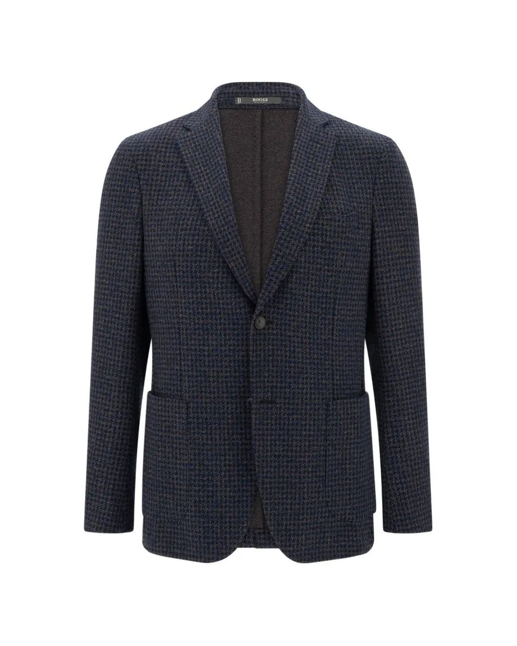 Boggi Blue Blazer Houndstooth Cotton Blend B Jersey for men