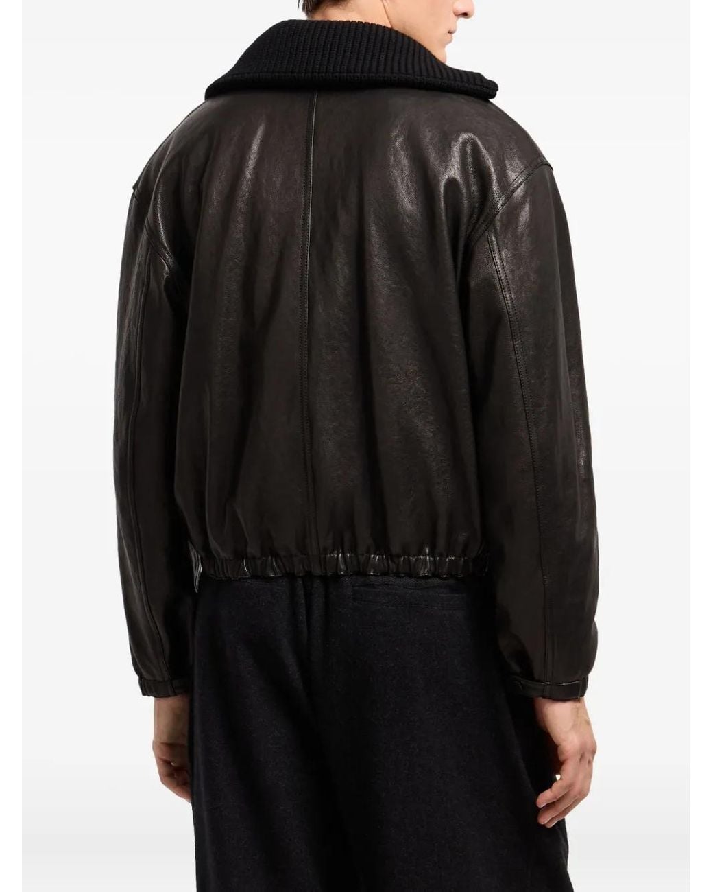 Giorgio Armani Black Leather Jacket for men