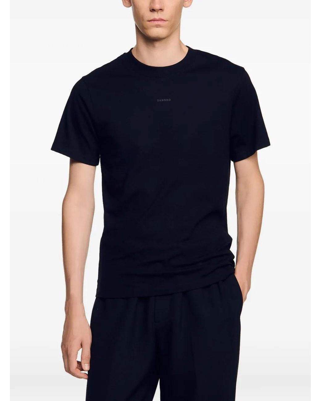 Sandro Black Cotton T-Shirt for men