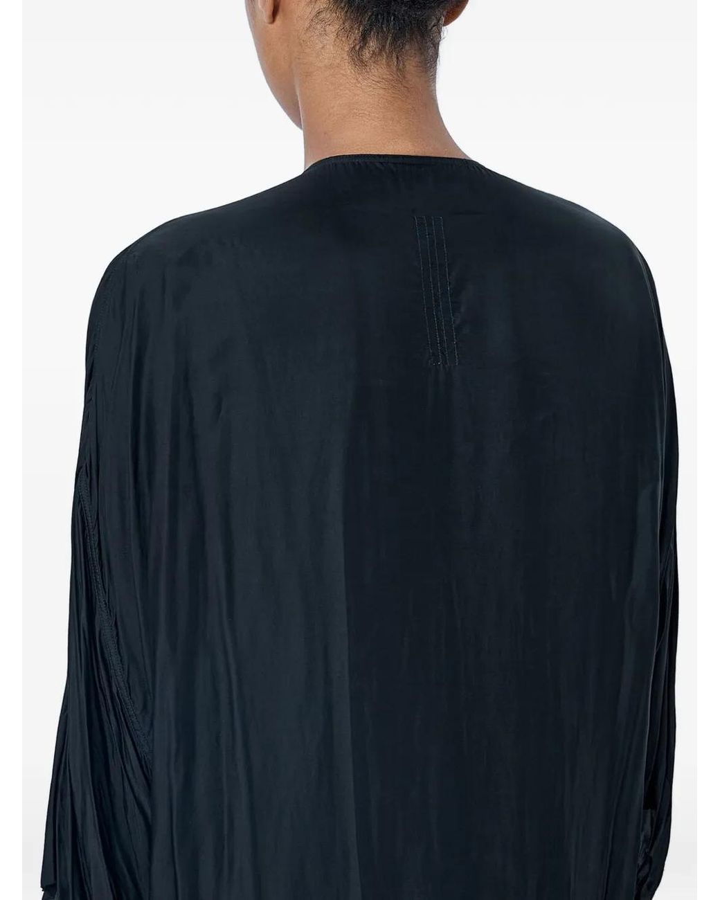 Rick Owens Blue Robe Longue Plissée À Col V