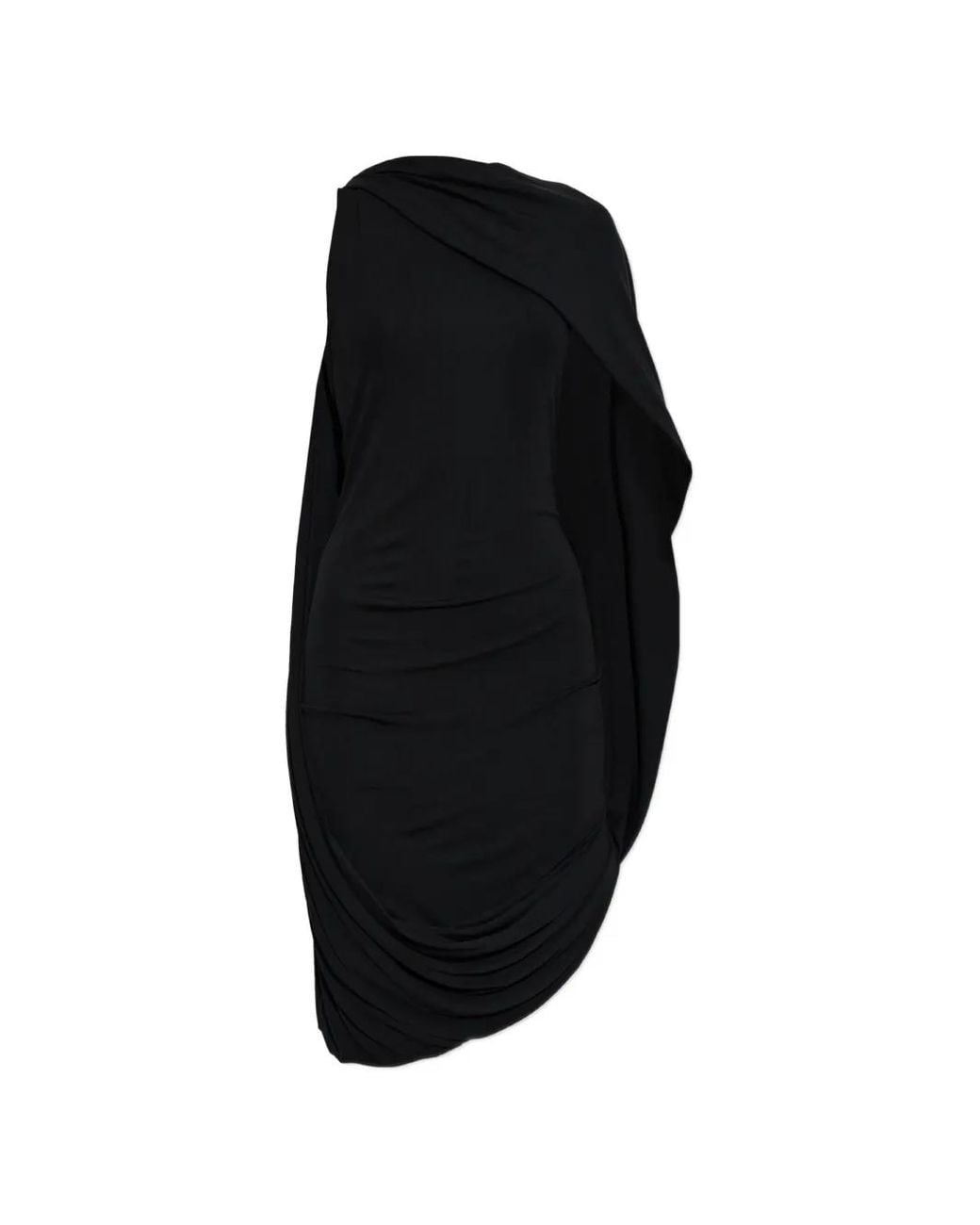 Alexander Wang Black Robe Mi-Longue Drapée À Design Asymétrique