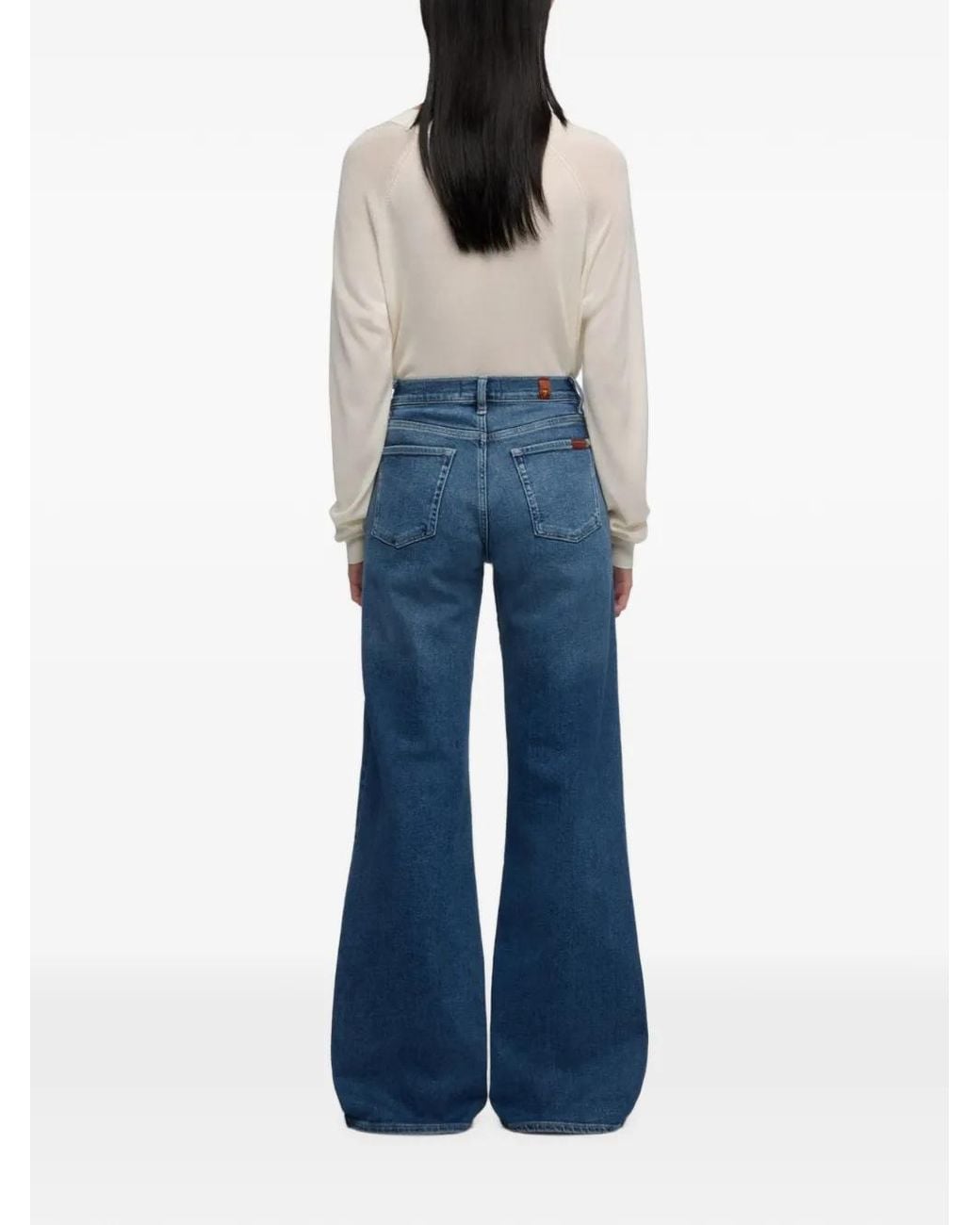 7 For All Mankind Blue Wide-Leg Jeans