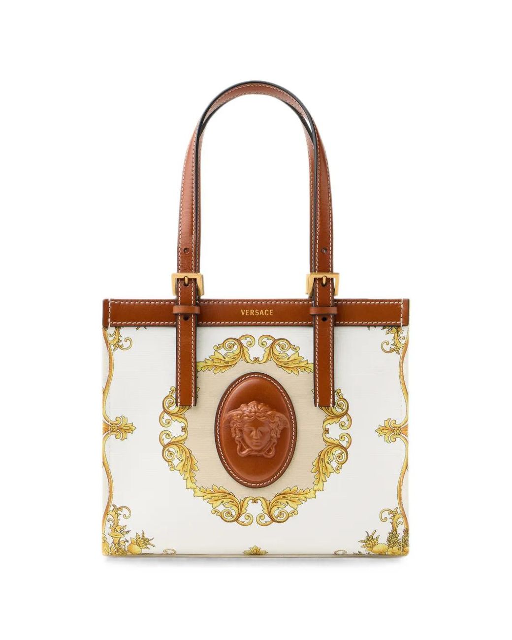 Versace White Rivière Printed Mini Canvas Tote