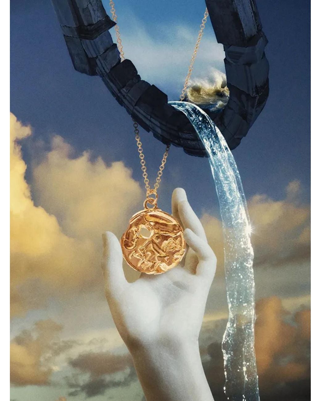 Alighieri White The Aquarius Medallion Necklace