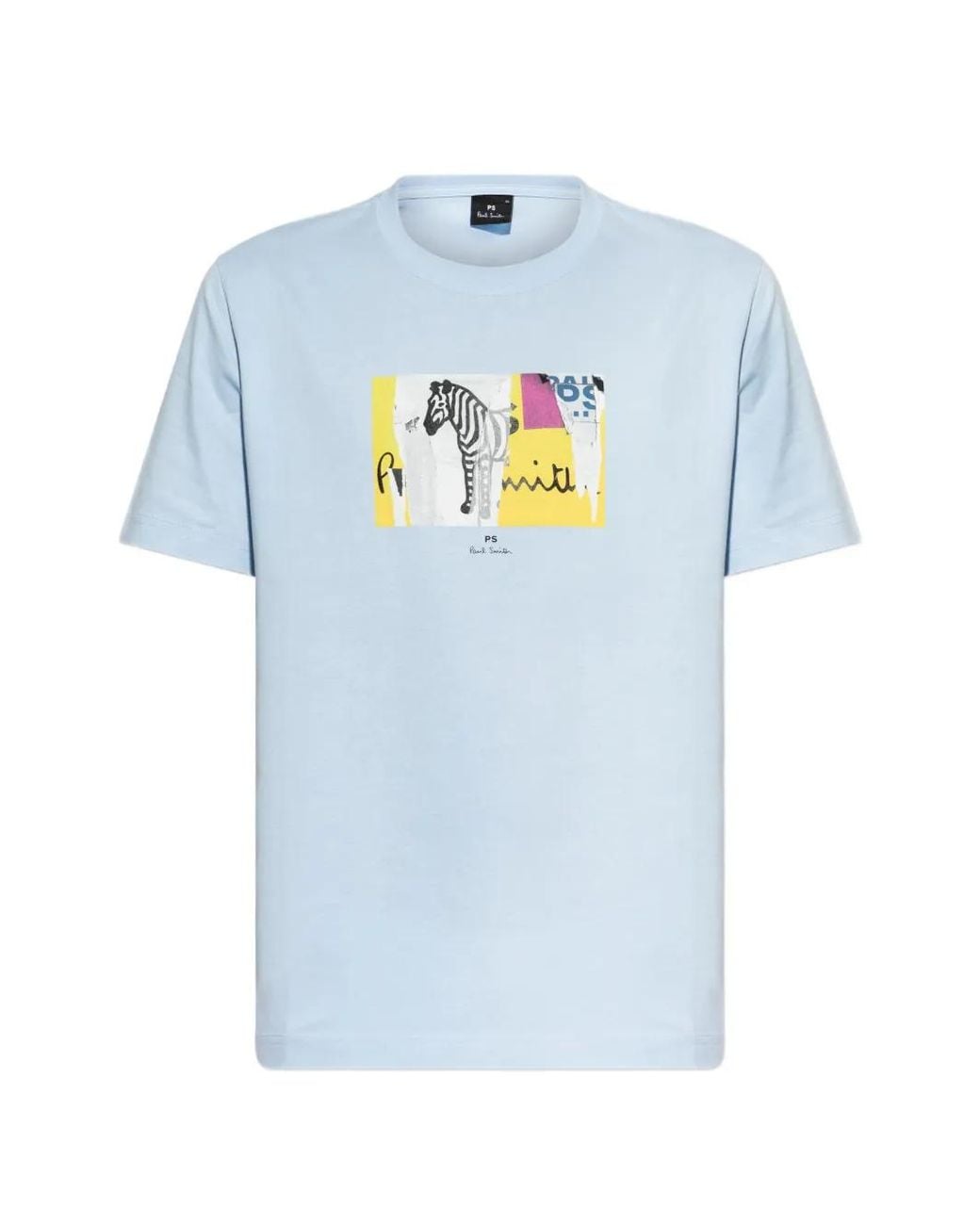 Paul Smith Blue Organic-Cotton 'Patch Zebra' T-Shirt for men
