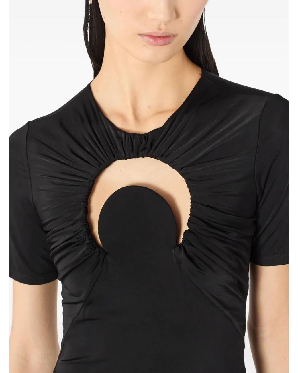 MARINE SERRE Black Moon Gathered Mini Dress