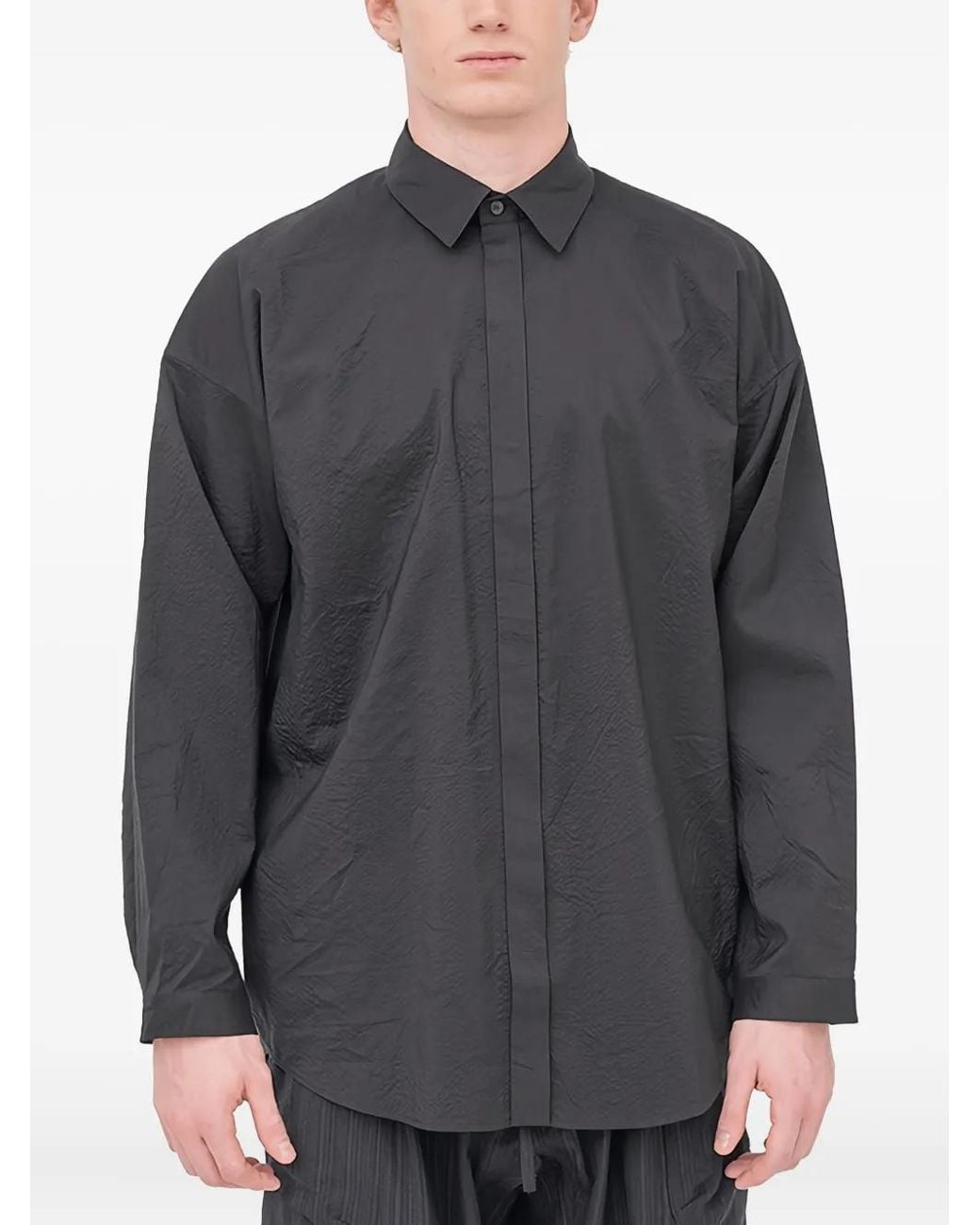 Jan Jan Van Essche Gray Concealed-Button Long-Sleeved Shirt for men