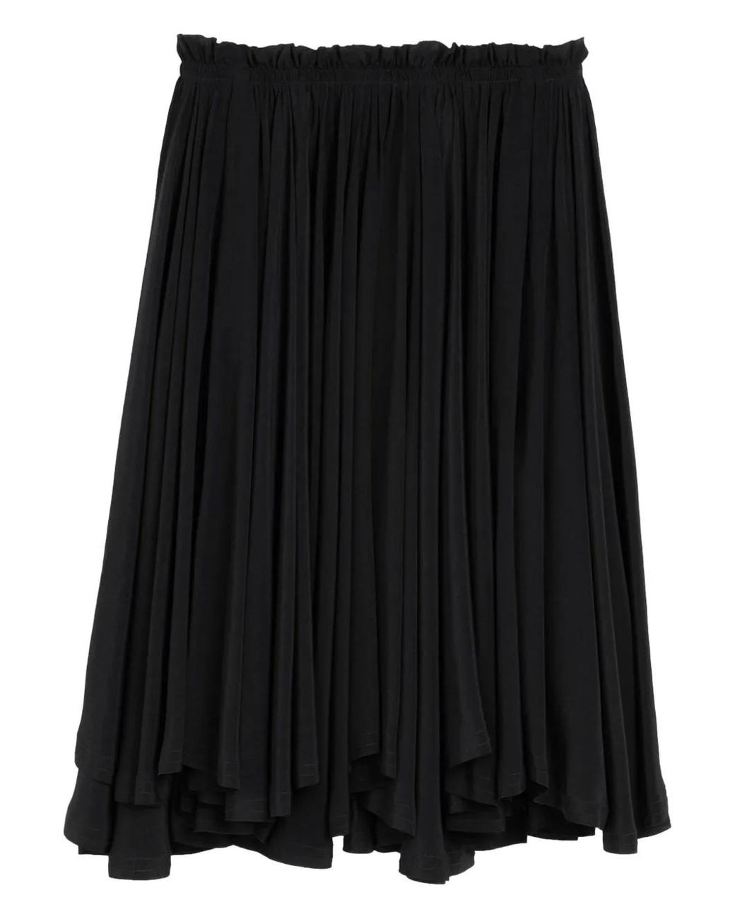 AMI Black Blended Silk Midi Corolla Skirt