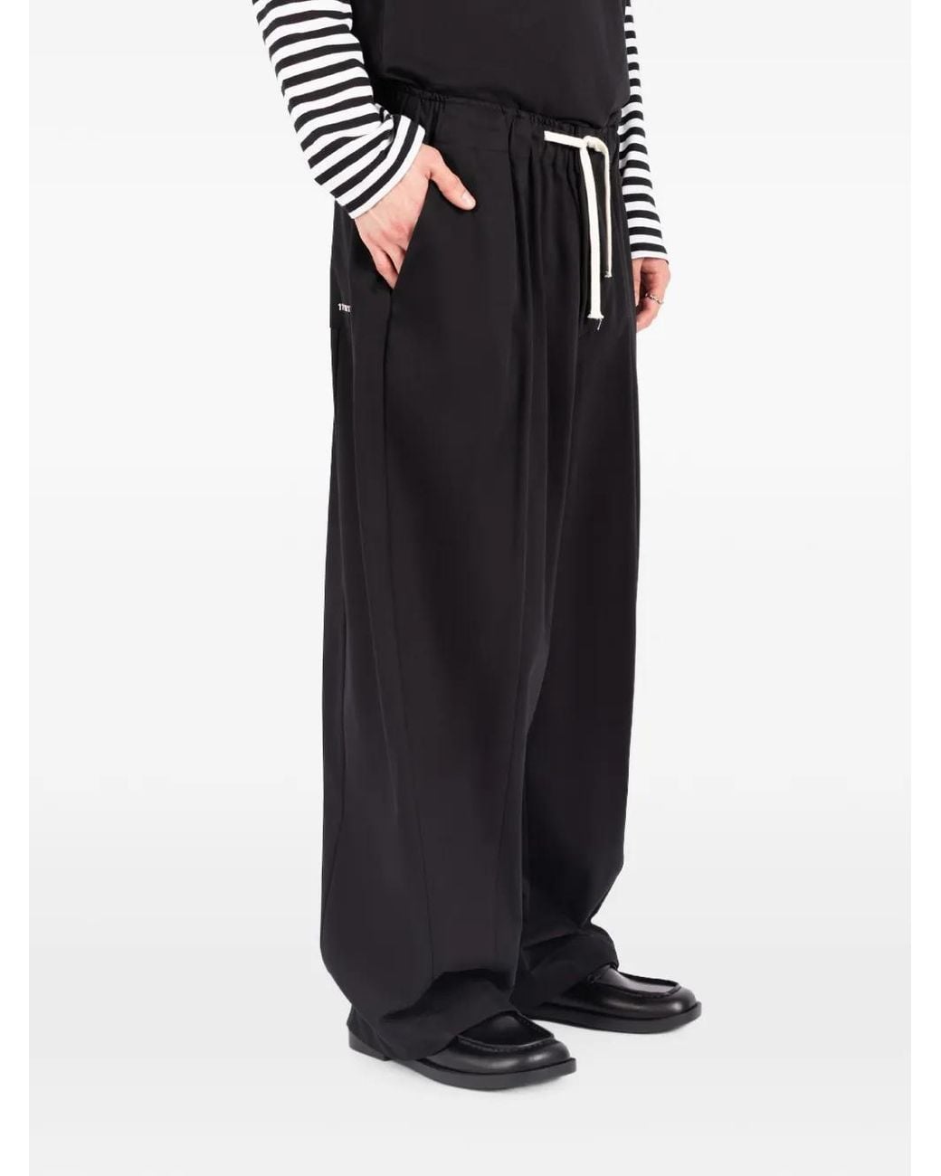 Societe Anonyme Black Helsinki Pleated Drawstring-Waist Trousers