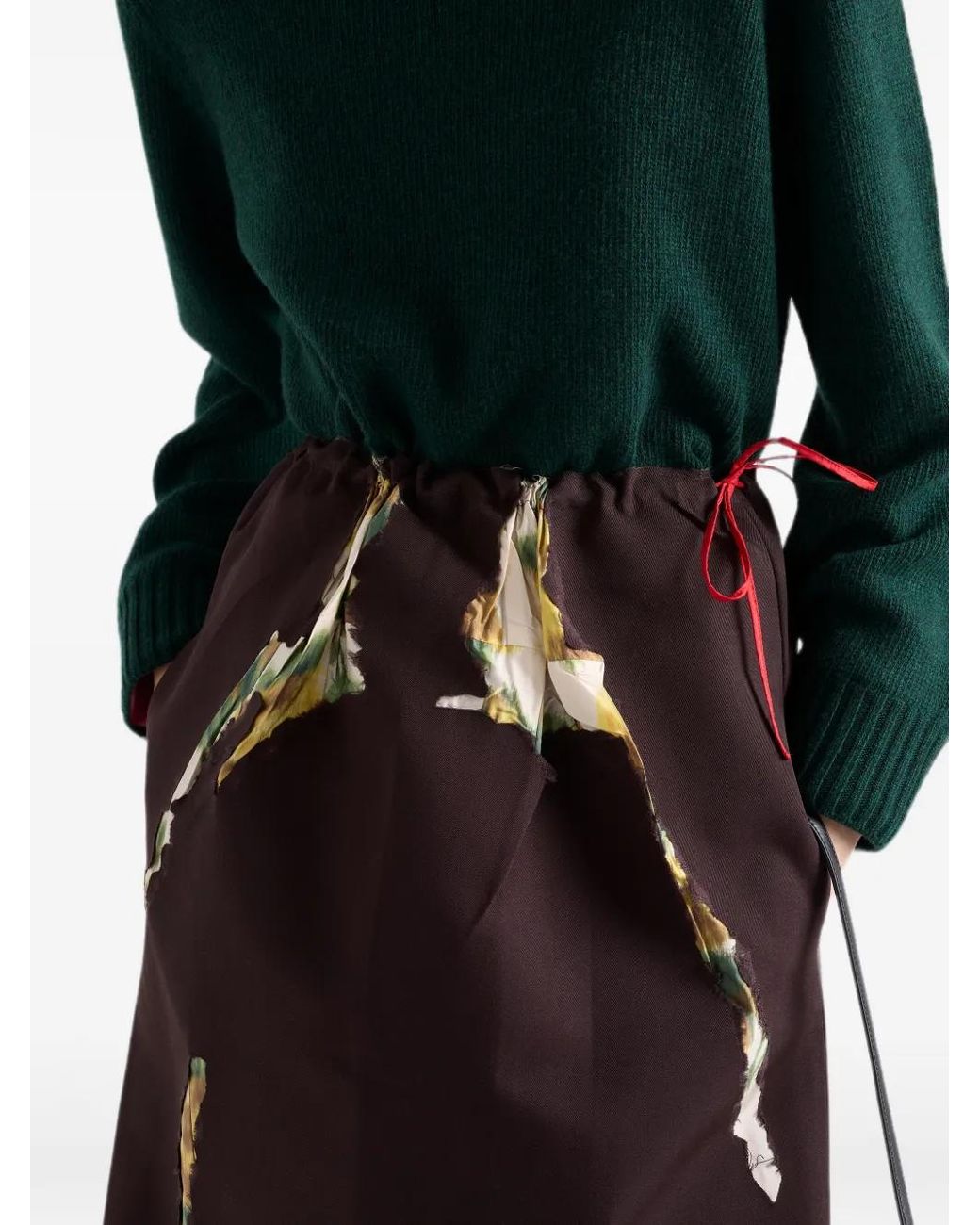 Prada Purple Bonded Gabardine Skirt With Devoré Effect