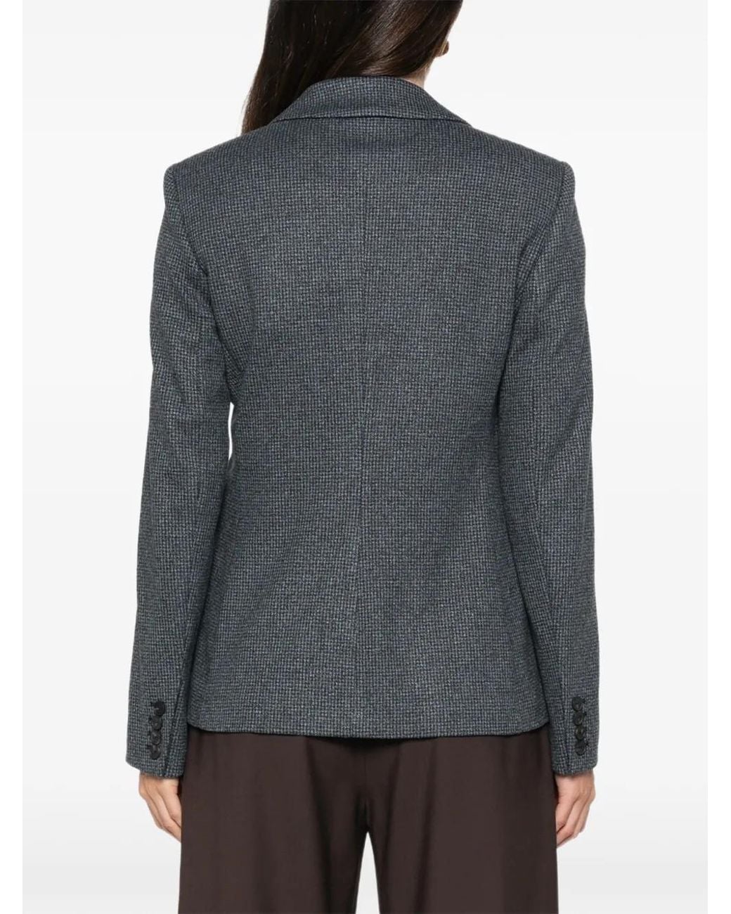 Max Mara Gray Houndstooth-Pattern Single-Breasted Blazer