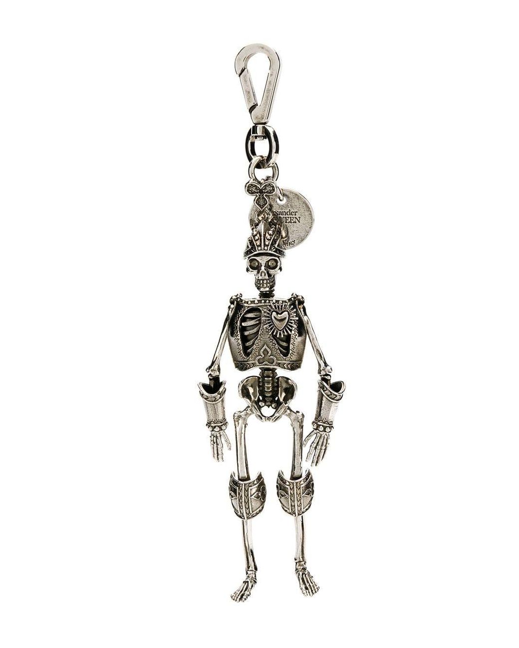 Alexander McQueen Skull Padlock Keyring in Metallic