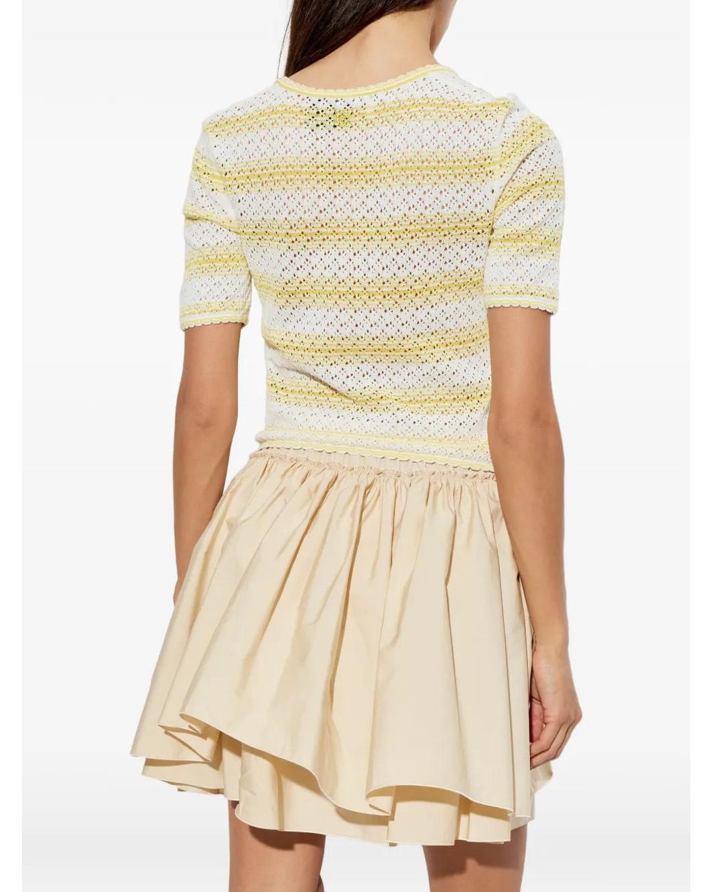 Loewe Natural Striped Pointelle-Knit T-Shirt