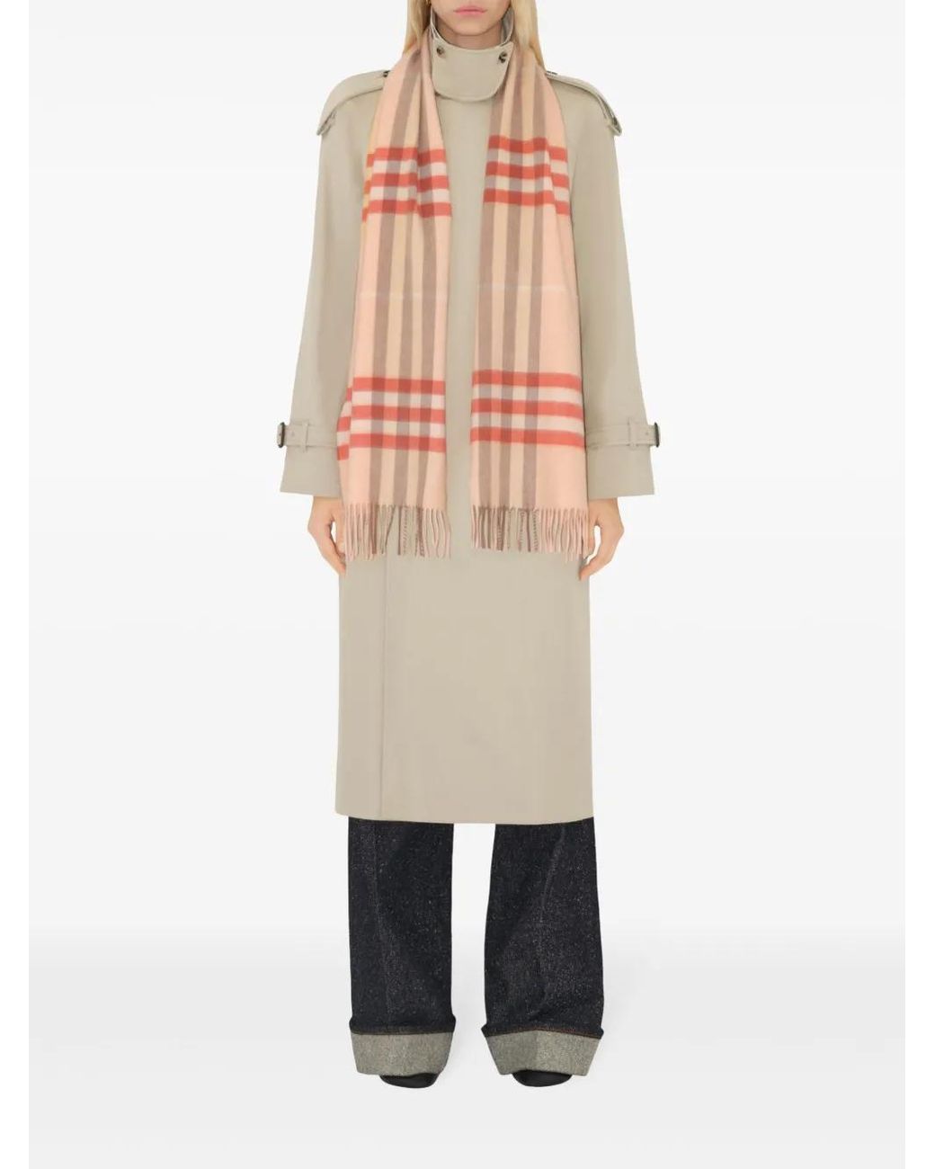 Burberry Pink Check Cashmere Scarf