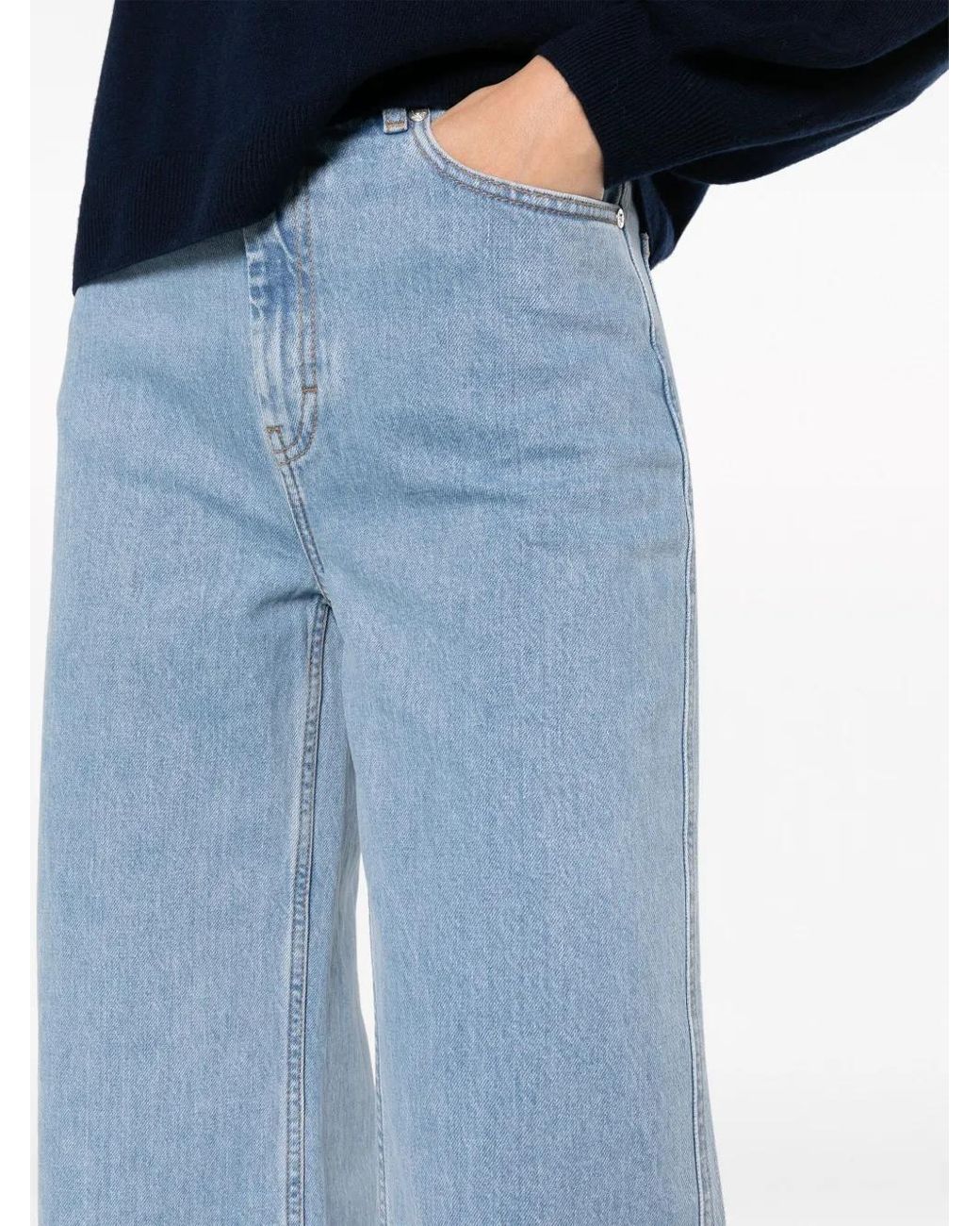 Gestuz Blue Mid-Rise Wide-Leg Jeans