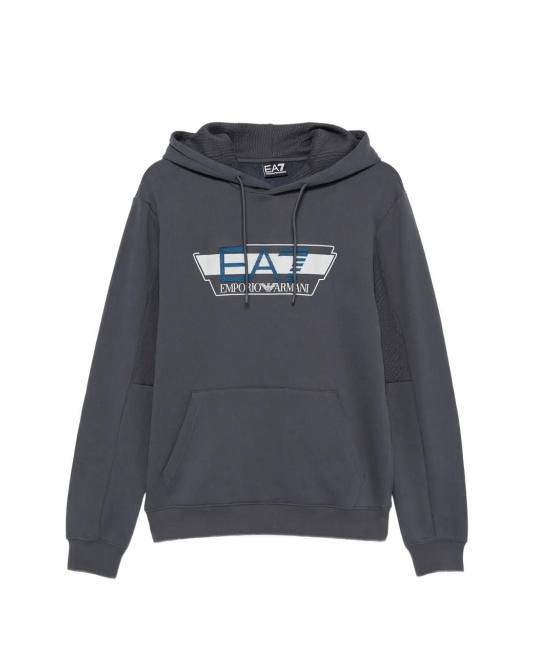 EA7 Blue Logo-Print Drawstring Hoodie for men