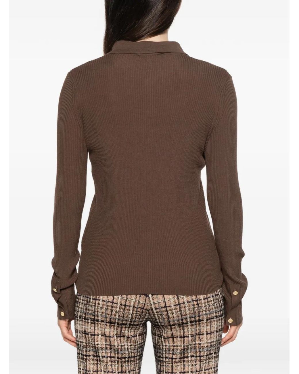 Max Mara Brown Limone Ribbed-Knit Cardigan