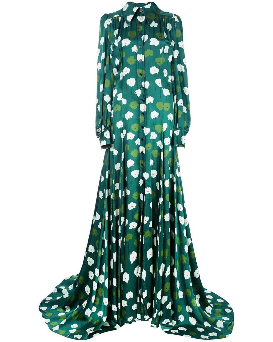 Vestido camisero con estampado floral Carolina Herrera de color Verde | Lyst