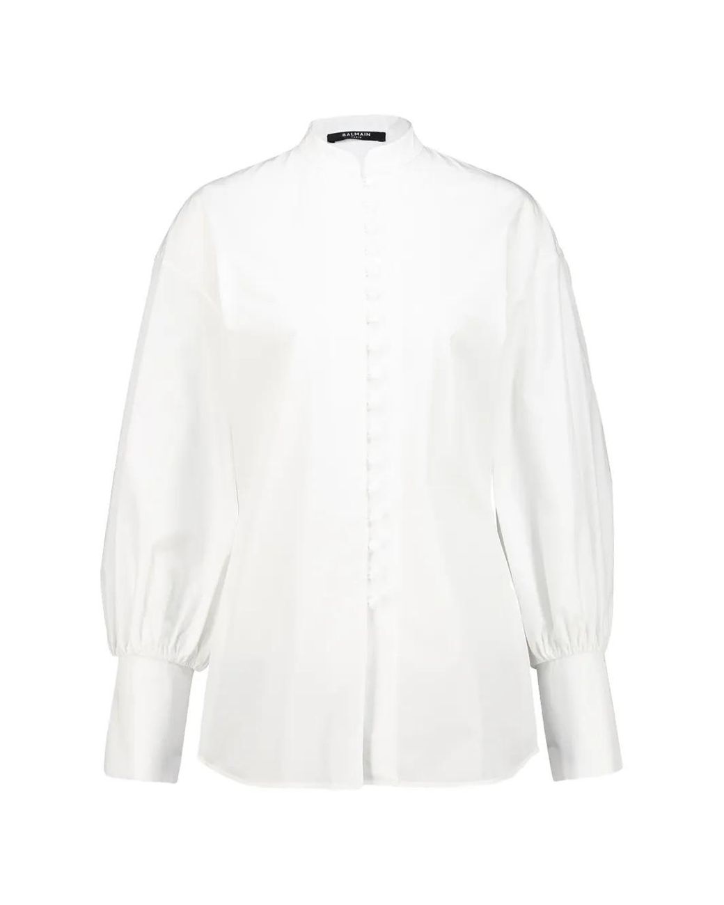 Balmain White Batwing-Sleeve Poplin Shirt