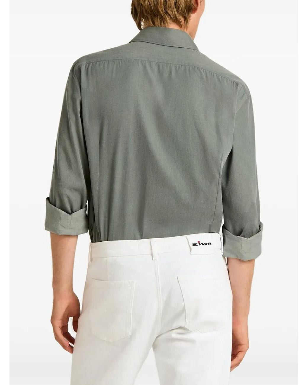 Kiton Katoenen Overhemd in het Gray voor heren
