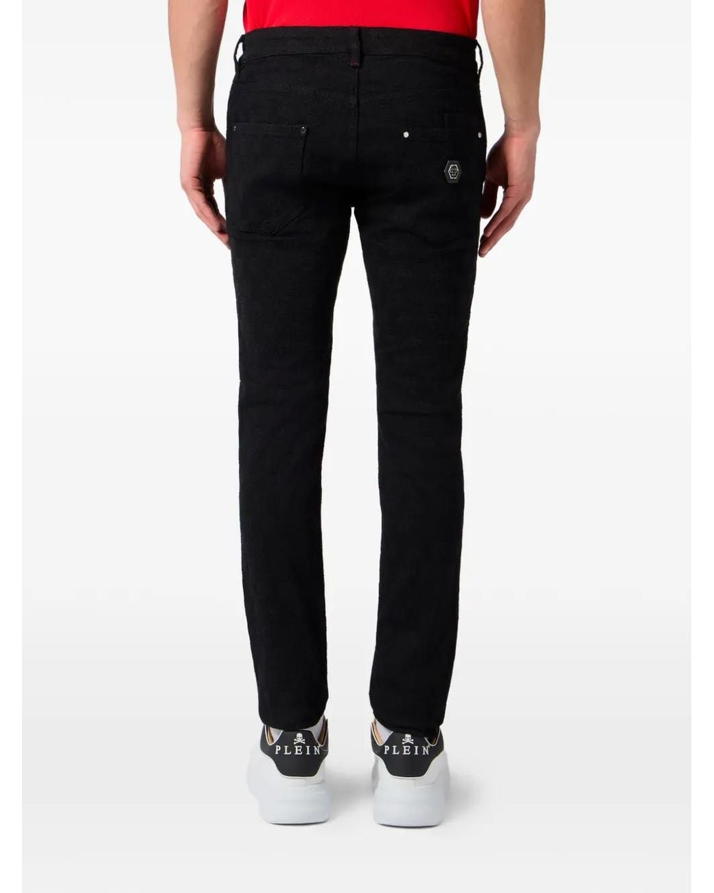 Philipp Plein Black Jean Rockstar À Broderies Monogram for men