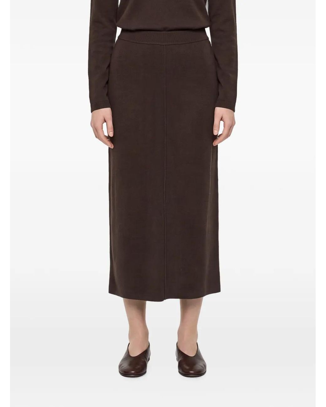 Antonelli Brown Florida Fine-Knit Slit-Back Skirt