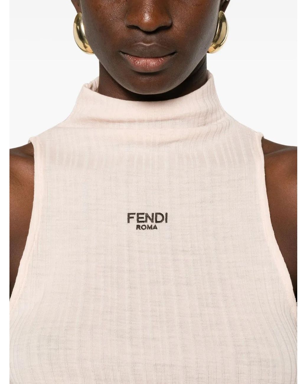 Fendi Pink Wool Turtle-Neck Top