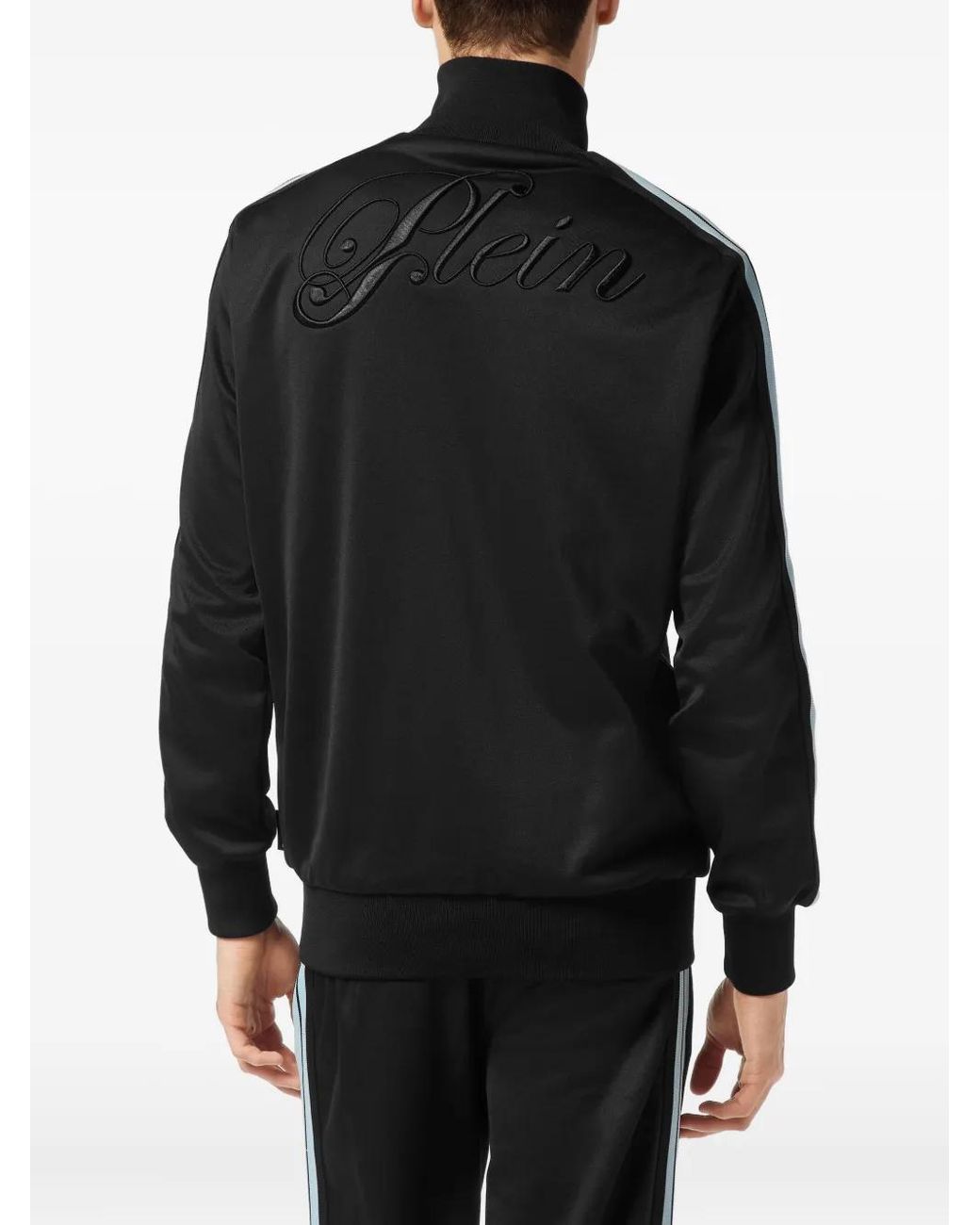 Philipp Plein Black High-Neck Zip-Up Track Jacket for men