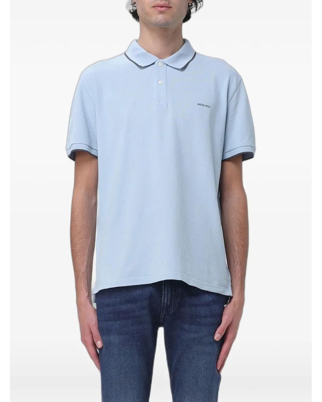 Woolrich Blue Monterey Piqué-Cotton Polo Shirt for men